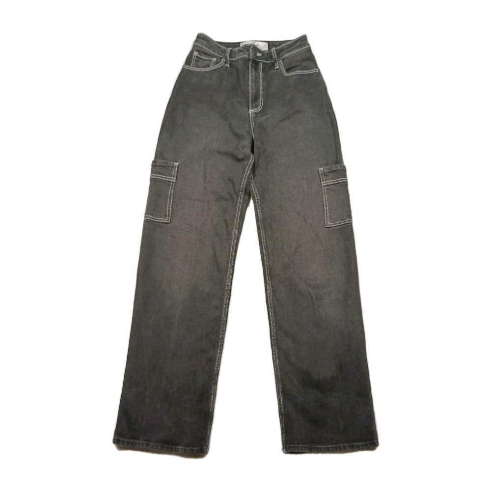 Hollister Curvy Ultra High Rise Dad Jeans Women's Size 1 R 25x31 Stretch Cargo